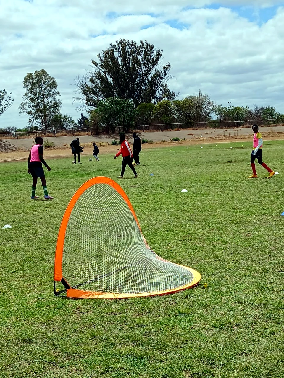 Small goal football training setup